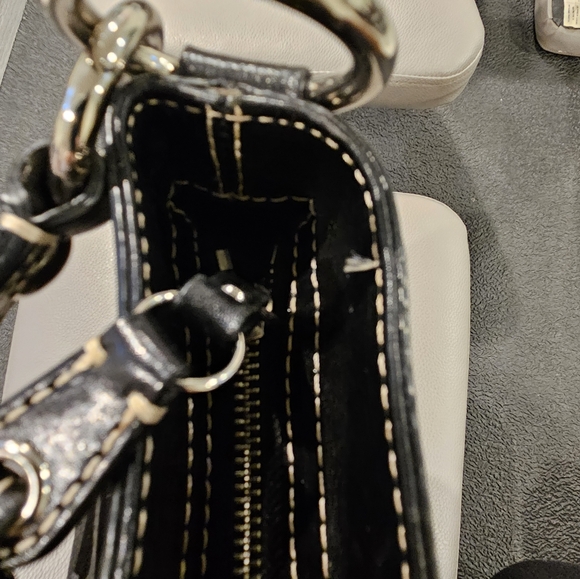 COACH Zoe Signature Black Canvas Hobo Shoulder Bag with Black Leather Trim - Picture 9 of 16